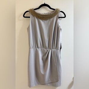 Moschino Cheap & Chic Gray Mini Dress with Safety Pin accented collar size 6.